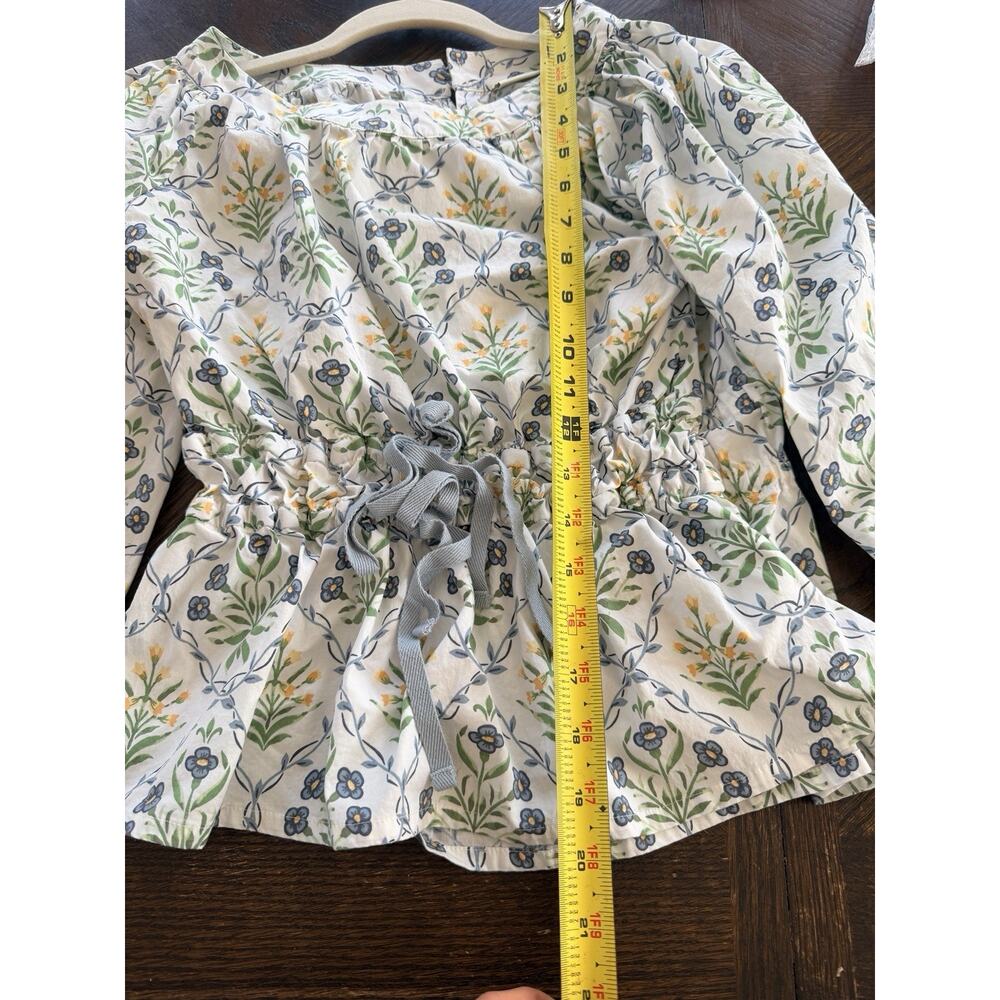 Spartina 449 Women's S Blouse Floral Long Balloon Sleeve Smocked Cinch Waist - Picture 7 of 9